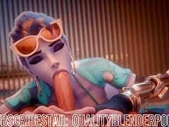 Widow deepthroats cock on the beach with big tits and ass