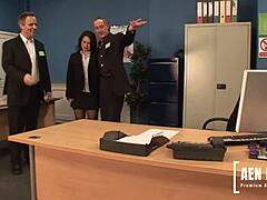 teen secretary olga cabeava drilled hard by three eager guys