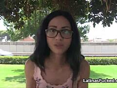 throat and pussy fucking with flashing busty latina amateur