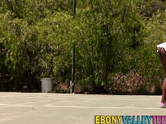 busty black teen gets a facial from big cock