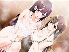 A shower scene in a visual novel.