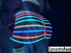 Samantha Saint Enjoys Black Light Solo Session
