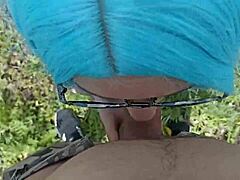 Vulgar student blows cock in public park