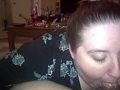 Bowbaby sucks that dirty cock close up.