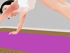 Wow, check out Leo's anime girl stretching in yoga! How hot is this?