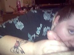 Bowbaby sucks that dirty cock close up.