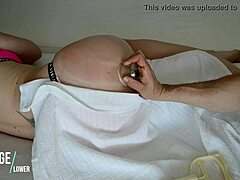 Hot European babe gets vacuum massage on her stunning big booty