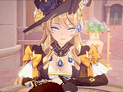 Hey, Navia is really enjoying Aether's big tits tonight!