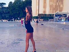 Melena maria rya in public outdoor paris 😍