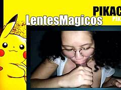 Dirty college girl with glasses, 20 years old, learning to suck cum... 😏🍆💦