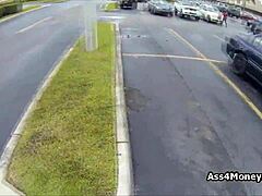 wanna see this perky blonde suck for cash outdoors?