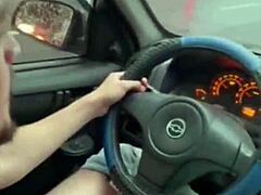 Jerking Off Monster Cock in Car While Driving