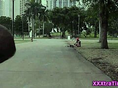 Young teen gets rammed doggystyle outdoors