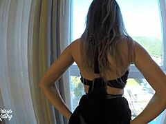 Half-Sister Gets Creampied at Hotel Window While Strangers Watch