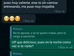 WhatsApp chat with my cousin got heated, ended up in my room! So crazy! 🔥😉