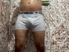 I removed my white underwear in the shower for a solo moment