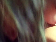 Blue hair girl gives long blowjob 😏