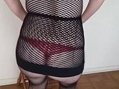 Latina woman in lingerie does striptease in California