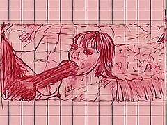 dude, drawing a milf sucking huge hentai cock!