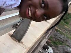 teen ebony uses satisfier then sucks white boyfriend's cock