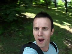 Titus and Lauro FUCK horny chick in PUBLIC threesome