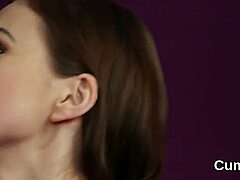 Kinky beauty gets covered in cum from blowbang session