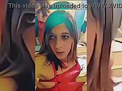 Hot Shemale Teasing with Slow Bathroom Striptease Scene