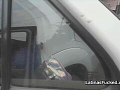 Cute latina amateur blows big cock in casting