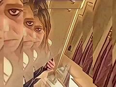 Hot Shemale Teasing with Slow Bathroom Striptease Scene