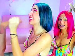 Jazmin and Candy dominate with brutal deepthroat pounding.