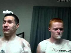 Watch these army guys haze and fuck in the showers?