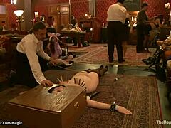 Brunch Party Turns Wild with Bound Submissive Sluts in Rough BDSM Choking and Bondage Submission Scenes.