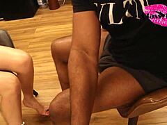 Wow, double foot rub from sexy milf turns wild!