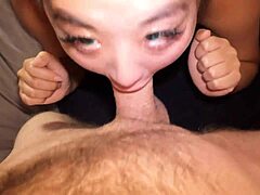 Asian girl gets intense facial in homemade interracial porn