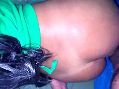 Quick bathroom creampie with brazilian amateur wife