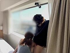 不倫お泊まりで丸見えのガラスでセックスがスリリングすぎる