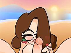 A hot blonde enjoys riding a cock on a beach at sunset