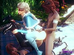 frozen hentai - elsa and anna threesome fucked and fingering