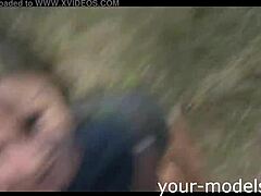 gorgeous brunette sucks huge white dick