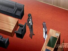 Double penetration for a horny teen in this hentai