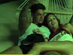 Cute sexy girl gives boyfriend handjob