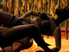 furry jackal and dragon scissor in wild game action 🐉🔥