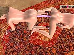 Animated Porn Video Of Two Lesbian Girls Kissing Each Other And Fucking Eachother Using Double Dildo