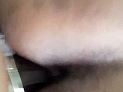 Juicy ebony lesbian bends over in shower