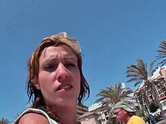 Pierced pussy slammed on Malle vacation with mega cumshot