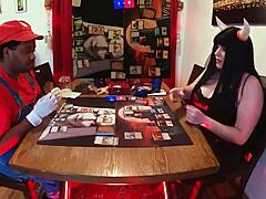 Jane plays magic in lord of the rings cosplay on the desk with monster costumes