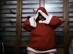 Natural tits massage during christmas show