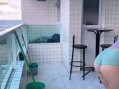 Hired Naughty Latina Maid Shows Ass in Shorts