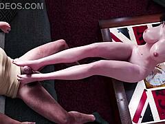 Monica's Passionate Footjob Cock Rubbing