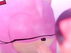 Amy subtly rides futa rouge in deepthroat blowjob and cowgirl creampie action